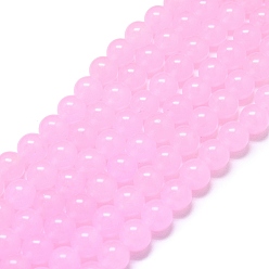 Pink Натуральный Malaysia нефритовые бусы пряди, окрашенная и подогревом, круглые, розовые, 11.5~12.5 мм, отверстие : 1.2 мм, около 35 шт / нитка, 14.96 дюйм (38 см)