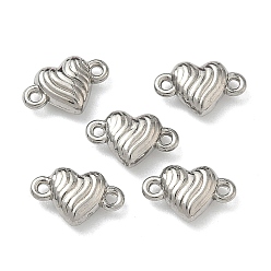 Нержавеющая Сталь Цвет 304 подвески-сердечки из гофрированной нержавеющей стали, не тускнеет, цвет нержавеющей стали, 6x9.5x2.5 мм, отверстие : 0.8 мм