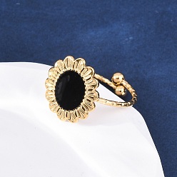 Золотой 304 из нержавеющей манжеты кольца стальные эмалированные, цветок, золотые, 13x15 мм, внутренний диаметр: 18 мм