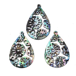 Разноцветный Подвески из акриловых ракушек, слеза, полый, красочный, 34.5~35x23x1.5 мм, отверстие : 1.4~1.5 мм