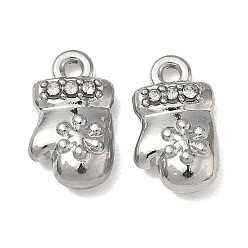 Другие Рождественские подвески из сплава с кристаллами и стразами, без свинца и без кадмия, платина, перчатка, 13.5x7.5x4 мм, отверстие : 1.5 мм