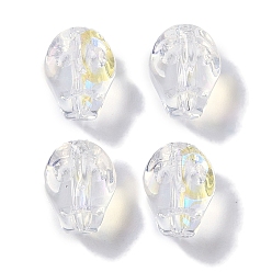 Прозрачный АВ Краски для выпечки стеклянные бусины, череп, ясно AB, 10x8x7.5 мм, отверстие : 1 мм