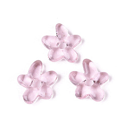 Pink Бусины лэмпворк , цветок, розовые, 18~18.5x17~17.5x4~5 мм, отверстие : 3~4 мм