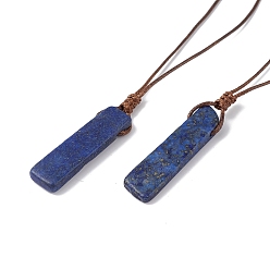 Ляпис-Лазурь Женское колье с подвеской из окрашенного натурального лазурита с вощеным шнуром, 33.86~38.98 дюйм (86~99 см)