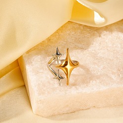 Золотой & Цвет Нержавеющей Стали Регулируемые 304 манжеты из нержавеющей стали для женщин, звезда, золотые и нержавеющая сталь цвет, размер США 7 1/4 (17.5 мм)