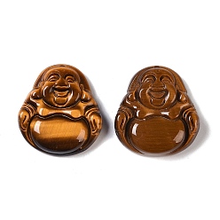 Тигровый глаз Резные подвески из натурального тигрового глаза, прелести будды, 28x25.5x6 мм, отверстие : 0.6 мм