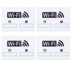 White 4Pcs Self-adhesive Acrylic Wifi Password & Network Public Signs, Rectangle, White, 89x126x2.8mm