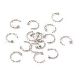 Stainless Steel Color Non-Tarnish C-Shaped 304 Stainless Steel Ear Cuff Findings, Stainless Steel Color, 9x10x2mm, Inner Diameter: 8.4mm, Pin: 0.7mm