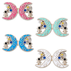(52) Непрозрачная лаванда 4 пары 4 цвета платиновый сплав эмалированные утягивающие пояса, луна и космонавт, разноцветные, 32.5 мм, 1 пара / цвет