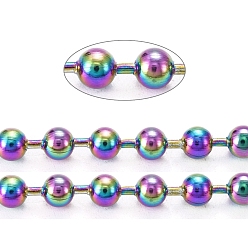 Rainbow Color Вакуумное покрытие pvd 304 шариковые цепи из нержавеющей стали, с катушкой, пайки, Радуга цветов, 4.5 мм, около 32.8 футов (10 м) / рулон