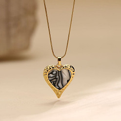 Светло-серый 304 Подвески в виде сердца из нержавеющей стали и синтетической раковины для женщин, золотые, светло-серый, 15.75 дюйм (40 см)