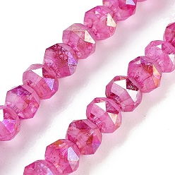 Средний Фиолетово-красный Выпечки нарисованных стеклянных бусин прядей, плоские rounnd, граненые, средне фиолетовый красный, 7.5~8x6.5~7 мм, отверстие : 0.9 мм, около 50 шт / нитка, 12.99'' (33 см)