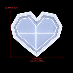 Сердце Лоток для хранения своими руками, пищевая силиконовая форма, формы для литья смолы, для уф-смолы, изготовление изделий из эпоксидной смолы, белые, сердце, 137x156x20 мм