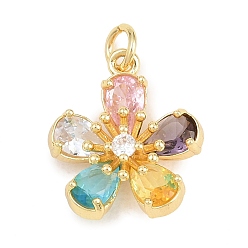 Разноцветный Латунные микро проложить кубического циркония подвески, без кадмия и без свинца, реальный 18 k позолоченный, , красочный, 17.5x16x5.5 мм, отверстие : 3.5 мм