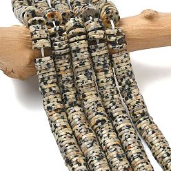 Далматинских Джаспер Природные яшмы далматин бисер нитей, диск, Heishi бусы, 8x1~1.5 мм, отверстие : 1.2 мм, около 304 шт / нитка, 15.16'' (38.5 см)