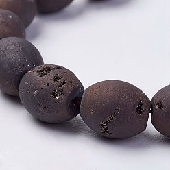 с Покрытием Меди Гальванические природные друзы геодез агат из бисера, барабан, с медным покрытием, 14~14.5x12 мм, отверстие : 1 мм, около 14 шт / нитка, 7.87 дюйм