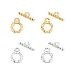 Платиновый & Золотой 4 наборы 2 стильные застежки-тоглы из стерлингового серебра, платиной и золотом, 8.5x6.5x1.5 мм, отверстие : 1.4 мм, бар: 9.5x3.5x1.5 mm, отверстие : 1.2 мм, 2 наборы / цвет