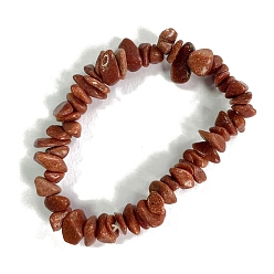 Камень с Пылевым Золотом Синтетический голдстоуновские браслеты простирания, чип, внутренний диаметр: 2-1/8~2-3/8 дюйм (5.5~6 см)