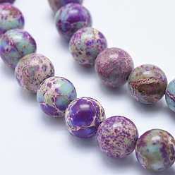 Blue Violet Natural Imperial Jasper Beads Strands, Dyed, Round, Blue Violet, 6mm, Hole: 1mm, about 62pcs/strand, 15.5 inch