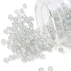 Прозрачный Круглый бисер стекло, прозрачные цвета радуги, круглые, прозрачные, 6/0, 4 мм, отверстие : 1.5 мм, Около 4500 шт / фунт