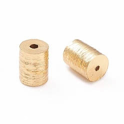 Chapado en Oro Real 18K Cuentas de banco de estirar de latón, larga duración plateado, columna, real 18 k chapado en oro, 6.5~7.5x6x6 mm, agujero: 1 mm