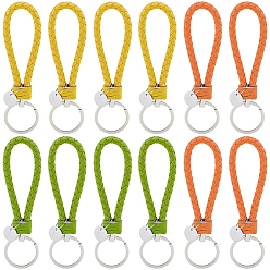 (52) Непрозрачная лаванда 12 шт. 3 цвета вязальные брелки из искусственной кожи, брелки на запястье, с кольцами для ключей из сплава с платиновым покрытием, разноцветные, 12.5x3.2 см, 4 шт / цвет