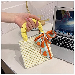 Pale Goldenrod DIY Woven Bead Purse Making Kits, Including Round & Heart Plastic Bead, Needle and Wire, Pale Goldenrod, 18x16x3cm