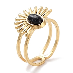 Синтетическая Бирюза Ионное покрытие (ip) 304 кольцо из нержавеющей стали, синтетические бирюзовые кольца, цветок, 15.5x12.5 мм, внутренний диаметр: регулируемый