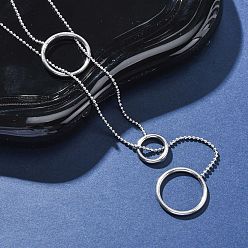 Нержавеющая Сталь Цвет 304 тройные ожерелья-лариаты из нержавеющей стали, цвет нержавеющей стали, 27.17 дюйм (69 см) в длину + 60 удлинитель мм