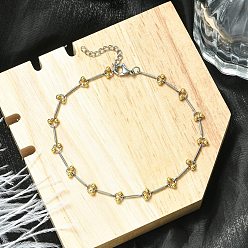 Золотой & Цвет Нержавеющей Стали 201 женские браслеты на ногу из нержавеющей стали, с латунными шариками и 304 выводами из нержавеющей стали, золотые и нержавеющая сталь цвет, 9-1/4 дюйм (23.5 см)