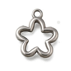Нержавеющая Сталь Цвет 304 подвески из нержавеющей стали, полый цветочный шарм, анти-тускнение, цвет нержавеющей стали, 15.5x13x2 мм, отверстие : 1.6 мм
