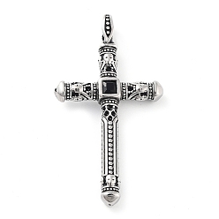 Античное Серебро Тибетский стиль 304 подвески из нержавеющей стали, крестик, античное серебро, 54x29x6.2 мм, отверстие : 5~6.5 мм