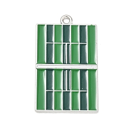 Rectangle Tennis Alloy Enamel Pendants, Golden, Tennis Court Charms, 35x21x1mm, Hole: 1.8mm