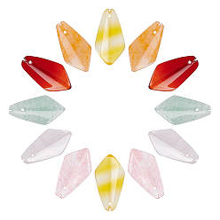 Смешанные камни Природные и синтетические смешанные подвески драгоценных камней, ромб, 21x11x4 мм, отверстие : 0.8 мм, 6 материалы, 2 ПК / материал, 12 шт / коробка