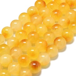 Золотистый Натуральный Malaysia нефритовые бусы пряди, окрашенная и подогревом, круглые, золотые, 11.5~12.5 мм, отверстие : 1.2 мм, около 35 шт / нитка, 14.96 дюйм (38 см)