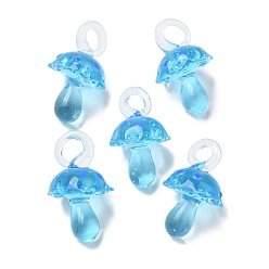 Светло-Голубой Подвески лэмпворк ручной работы, неровный, гриб, Небесно-голубой, 24.5~29.5x15~18.5 мм, отверстие : 2~5 мм