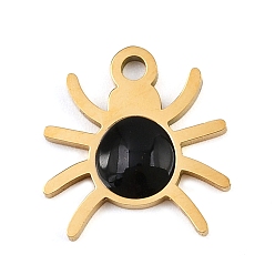 Spider Тема Хэллоуина 304 подвески из нержавеющей стали, с эмалью, золотые, паук, 14x13x2 мм, отверстие : 1.6 мм