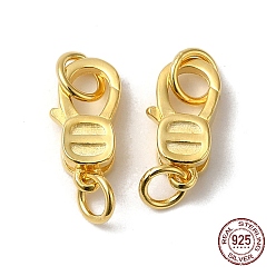 Real 18K Gold Plated 925 Sterling Silver Lobster Claw Clasps, Real 18K Gold Plated, 11x5x3mm