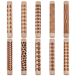 Папайя Оранжевый 10шт. деревянная скалка с принтом цветов/деревьев/звезд, валик для выпечки рельефного печенья, кухонный инструмент, papayawhip, 110x16 мм