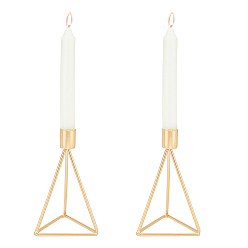 Золотой Железный подсвечник, идеальное украшение для домашней вечеринки, треугольные, золотые, 2.2x16.5x9.5 см