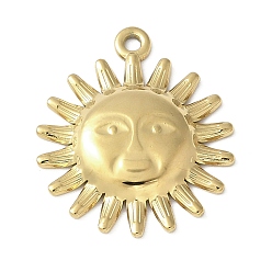 Настоящее золото 18K 304 подвески из нержавеющей стали, очарование солнца, реальный 18 k позолоченный, 22.5x18.5x2.5 мм, отверстие : 1.6 мм