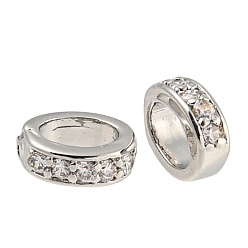 Платина Латунные микропаве из прозрачного кубического циркония, долговечный, без свинца и без кадмия, овальные, платина, 6x5x2 мм, отверстие : 3.5x2.5 мм