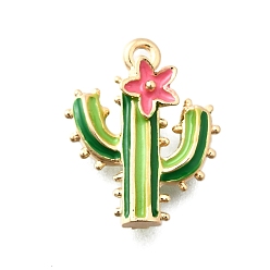 Кактус Цинк подвески эмали сплава, реальный 18 k позолоченный, кактус, 16x13x4.5 мм, отверстие : 1.4 мм
