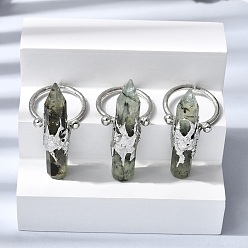 Перидот Кольца-манжеты из натурального перидота и латуни для женщин, платина, колонна в форме остроконечного конуса, 41~47x9.5~11.5 мм, внутренний диаметр: 18~19 мм