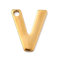 Letter V 304 прелести нержавеющей стали, письмо амулеты, ионное покрытие (ip), реальный 18 k позолоченный, Буква V, 11x9.5x0.8 мм, отверстие : 1.2 мм