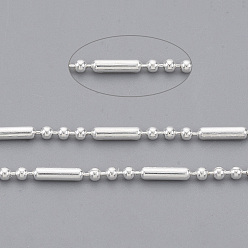 Серебро Латунные шаровые цепи, шариковые и бусовые цепи, долговечный, пайки, с катушкой, без кадмия и без свинца, серебряные, 5.8x1.5 mm и 1.5 mm, около 301.83 футов (92 м) / рулон