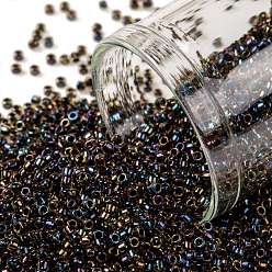 (245) Inside Color AB Jonquil/Jet Lined TOHO Round Seed Beads, Japanese Seed Beads, (245) Inside Color AB Jonquil/Jet Lined, 15/0, 1.5mm, Hole: 0.7mm, about 15000pcs/50g