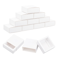 White Foldable Paper Drawer Boxes, Sliding Gift Boxes, Square, White, 8.3x8.3x3.2cm