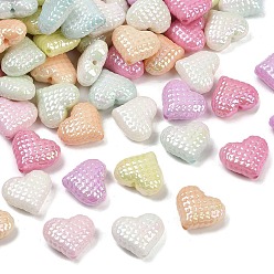 (52) Непрозрачная лаванда Непрозрачные акриловые бусины с УФ-покрытием, вафельные бусины, радужный, сердце, разноцветные, 17x20x9 мм, отверстие : 1.8 мм