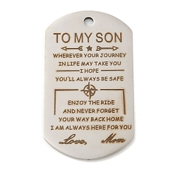 Нержавеющая Сталь Цвет Не тускнеющие 201 подвески из нержавеющей стали, подвески с хвалебными посланиями, овал со словами-подвесками, цвет нержавеющей стали, 49x28x2 мм, отверстие : 3 мм